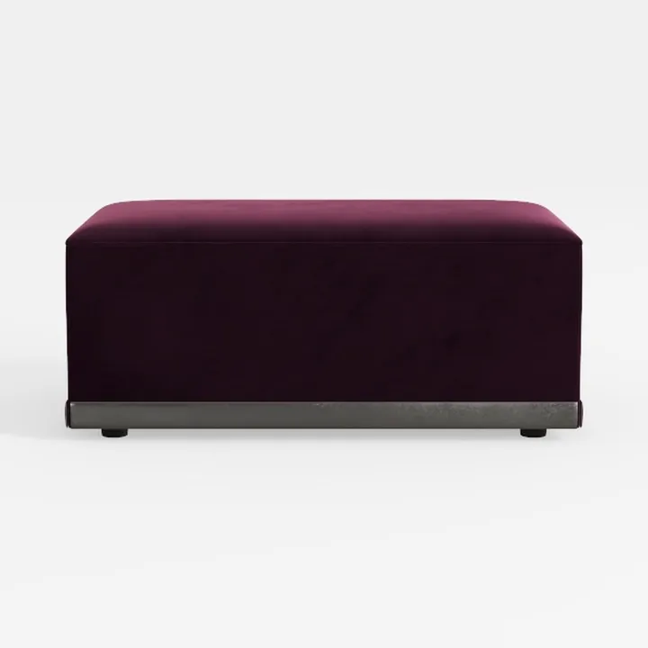 Modern Burgundy Velvet Metal Base Ottoman 3D Model