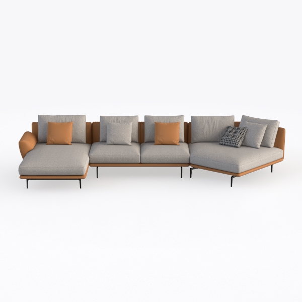 Furnemart Modern L Shape Sectional Sofa with Chais