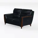 Modern Black Leather Walnut Accent Loveseat 3D Model Left 45 Degree View