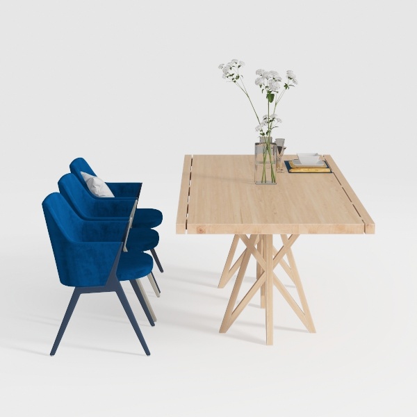 Orrin 5-Piece Dark Grey Fabric and Natural Oak 50 