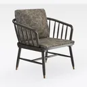 Modern Vintage Leather Upholstered Metal Armchair 3D Model Right 45 Degree View