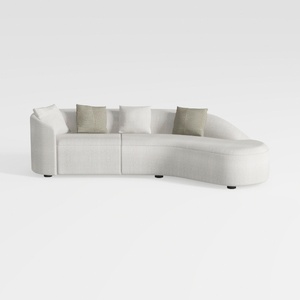 Minimalist Fabric Curved Sectional Sofa With Throw Pillows 3D Model