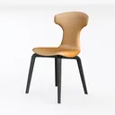 Minimalist Leather and Black Wood Dining Chair 3D Model Left 45 Degree View