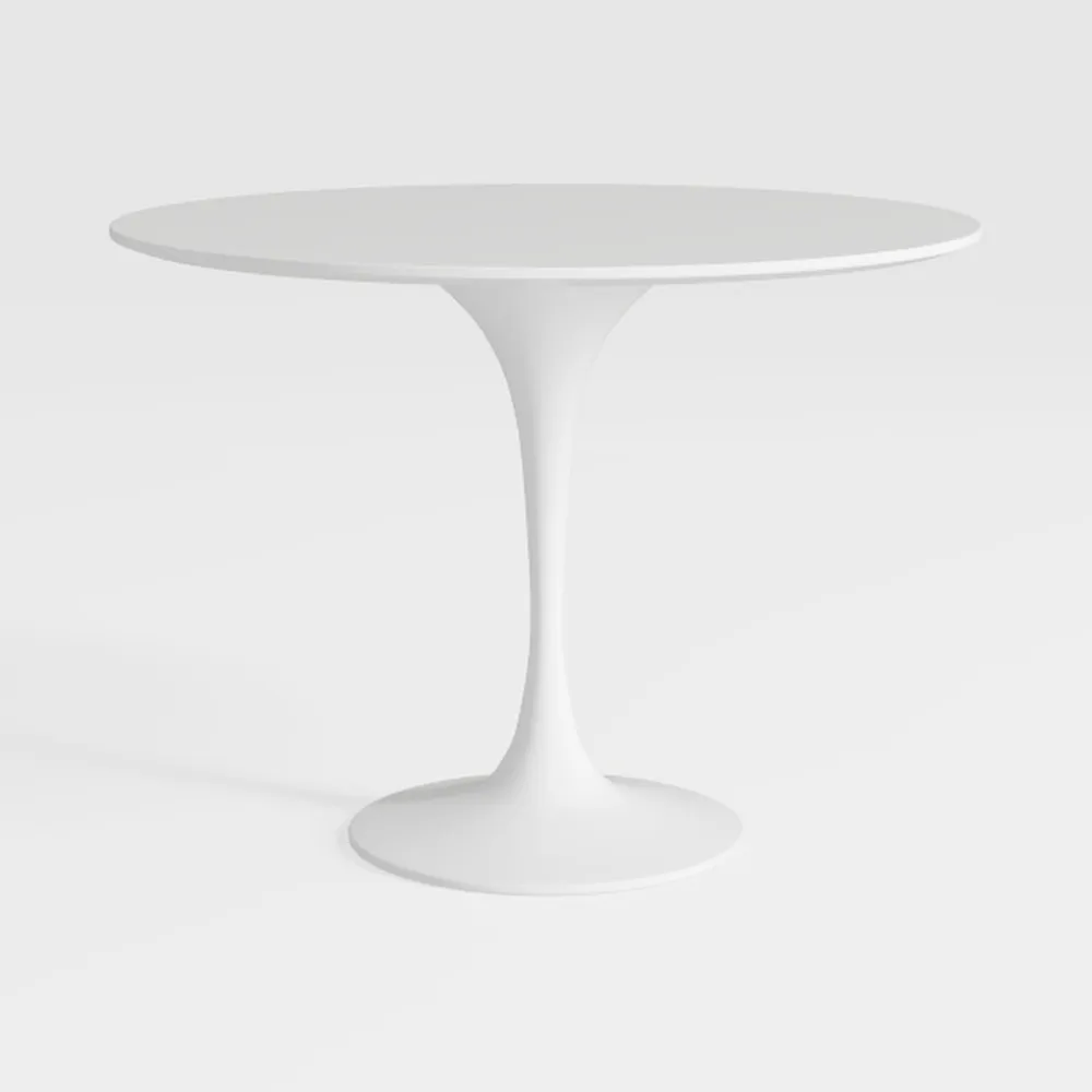 31.5 in. Round White MDF Top Modern Dinning Table 