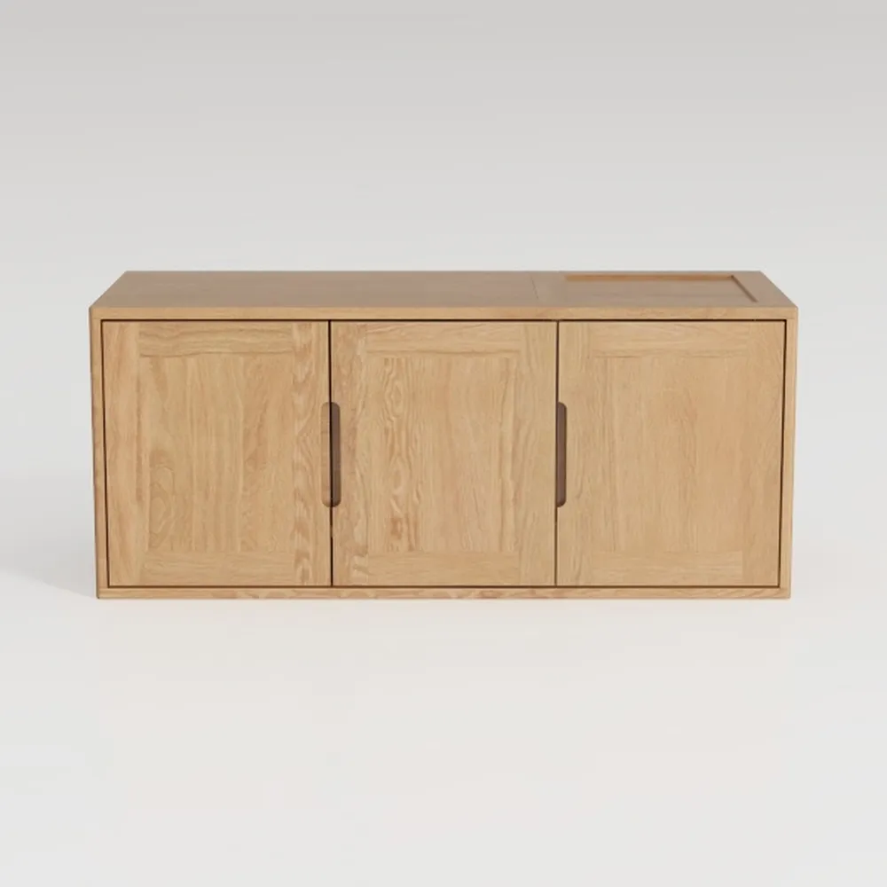 Anystyle 53.1“W Oak 4 Door Buffet Cabinet, Coffee