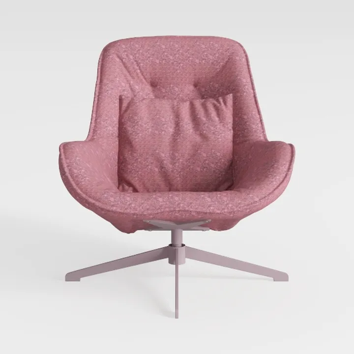 Modern Pink Fabric Swivel Armchair 3D Model