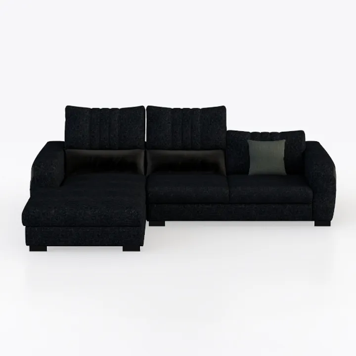 Modern Black Fabric L Shaped Sectional Sofa 3D Model