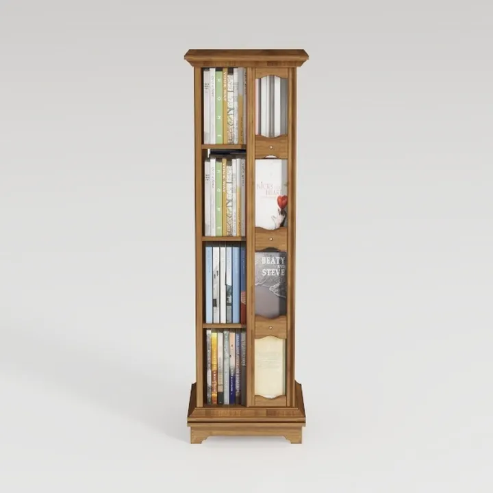 Traditional Solid Wood Narrow Bookshelf Display Storage 3D Model
