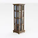 Traditional Solid Wood Narrow Bookshelf Display Storage 3D Model Right 45 Degree View