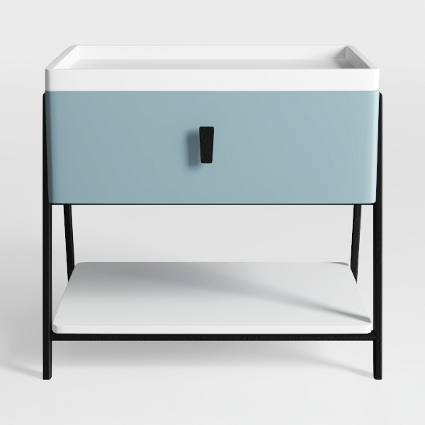 Metal Sidetable with Flap Door, 27.5" Height