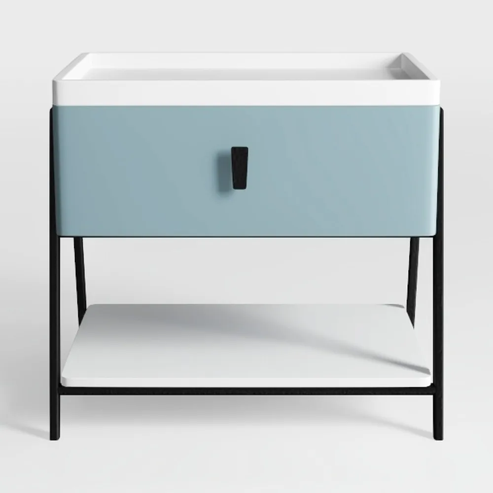 Metal Sidetable with Flap Door, 27.5" Height