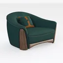 Modern Leather Wood Accent Armchair With Contrast Stitching 3D Model Right 45 Degree View