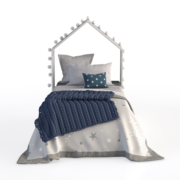 Twin House Bed Wood Frame with Roof for Kids Toddl