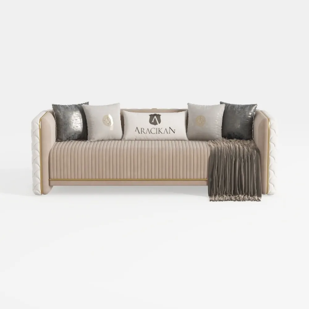 Pemberly Row Contemporary Sofa with Five Accent