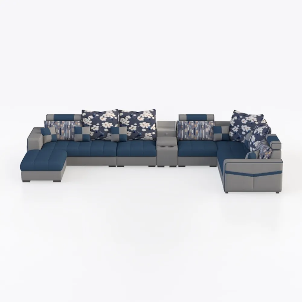 Hybition Sectional Sofa with 2 Ottoman, Chenille L
