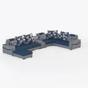 Hybition Sectional Sofa with 2 Ottoman, Chenille L Right 45 Degree View