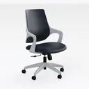 Modern Navy Blue Fabric White Frame Office Chair 3D Model Right 45 Degree View