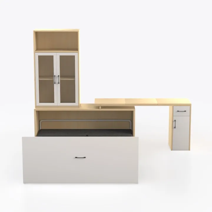 39F Furniture Dream Scrivania compatta per computer con ripiani portaoggetti, piano effetto legno e struttura in metallo bianco, tavolo per piccole stanze e camere da letto, 120 x 55 x 75 cm
