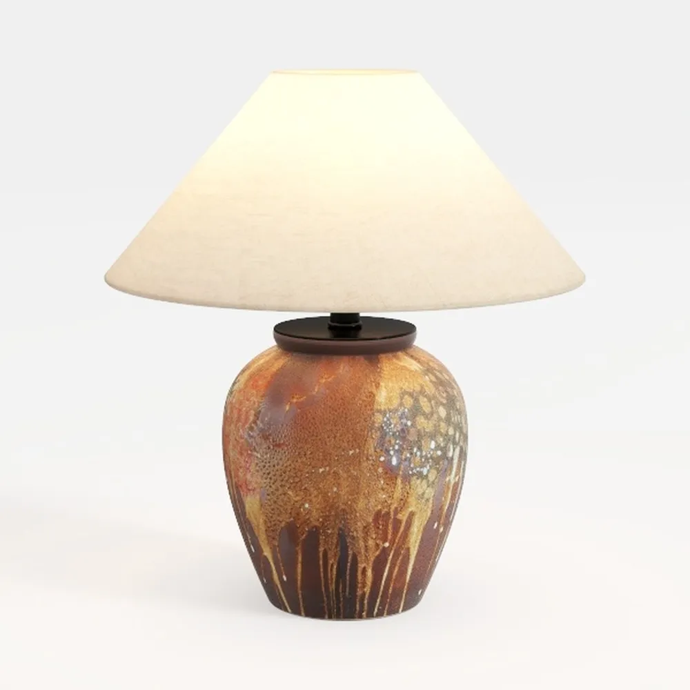 Farmhouse Clay Pot Table Lamps Brown Ceramic Lamps