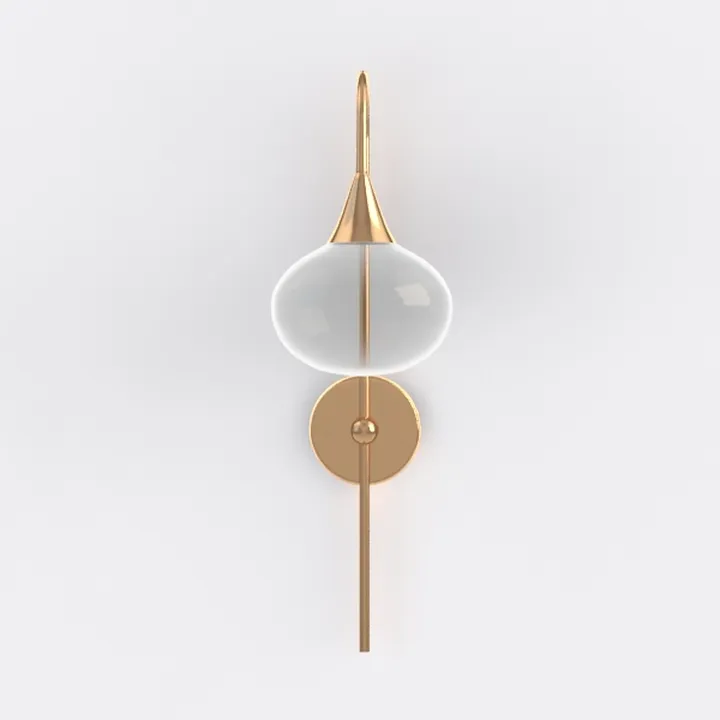 Modern Brass Glass Wall Lamp 3D Model