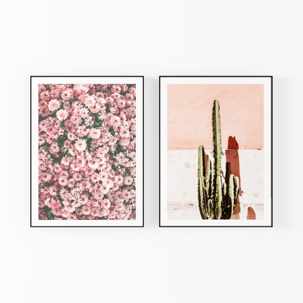 LARKINROAD 3 Pink Bow and Cherry Decor Posters