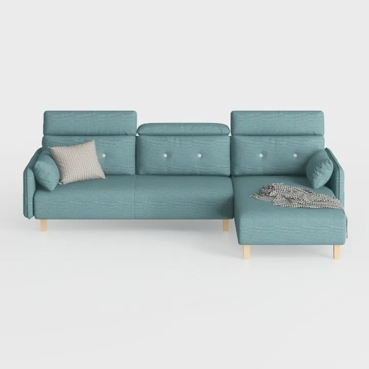 Modern Fabric L Shaped Sectional Sofa With Throw Pillows 3D Model