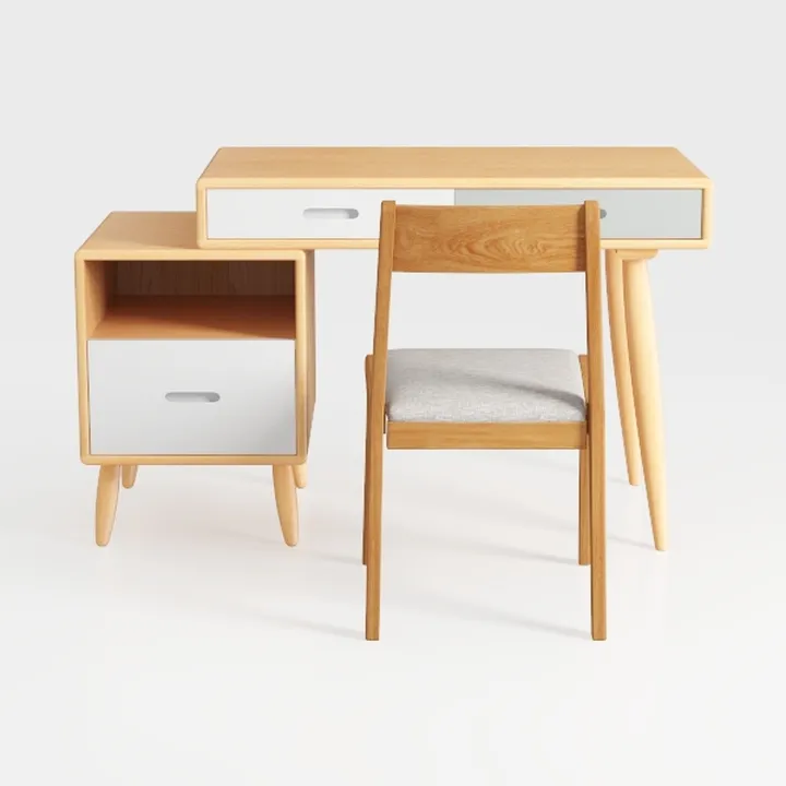 Mid Century Modern Rattan Dining Chairs Set of 4, 