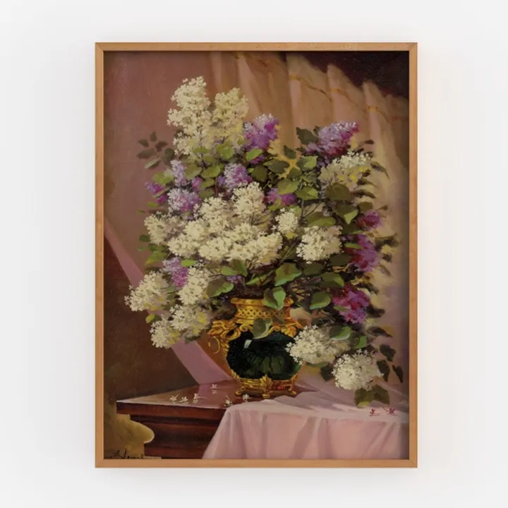 Vintage Floral Still Life Framed Wall Art Print 3D Model