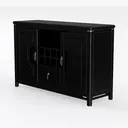 Black Solid Wood Contemporary Wine Storage Sideboard 3D Model Left 45 Degree View