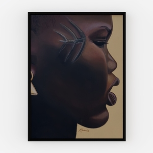 African Tribal Portrait Wall Art Framed Canvas 3D Model