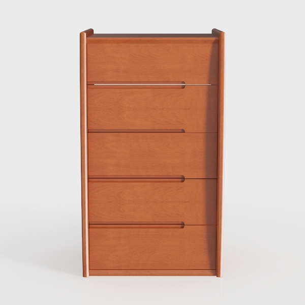 HODEDAH IMPORT 4-Shelf Bookcase Cabinet, Cherry