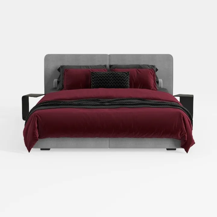 LSIGHTUS Grey Modern Queen Size Platform Bed, Leat