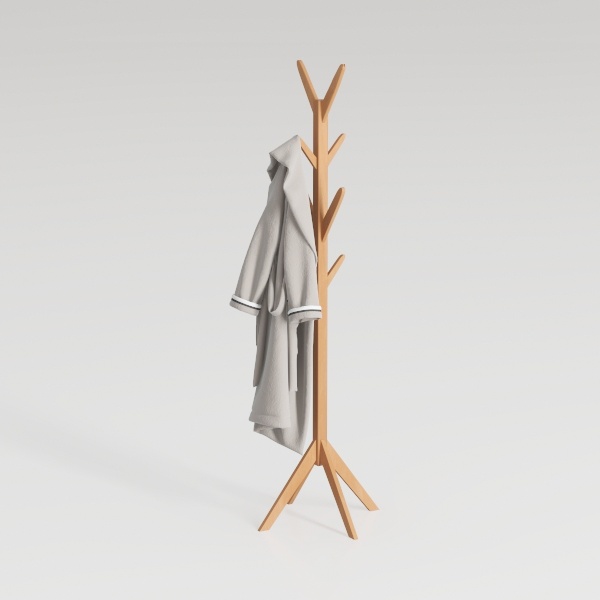 Pipishell Coat Rack, Solid Wood Coat Stand Tree