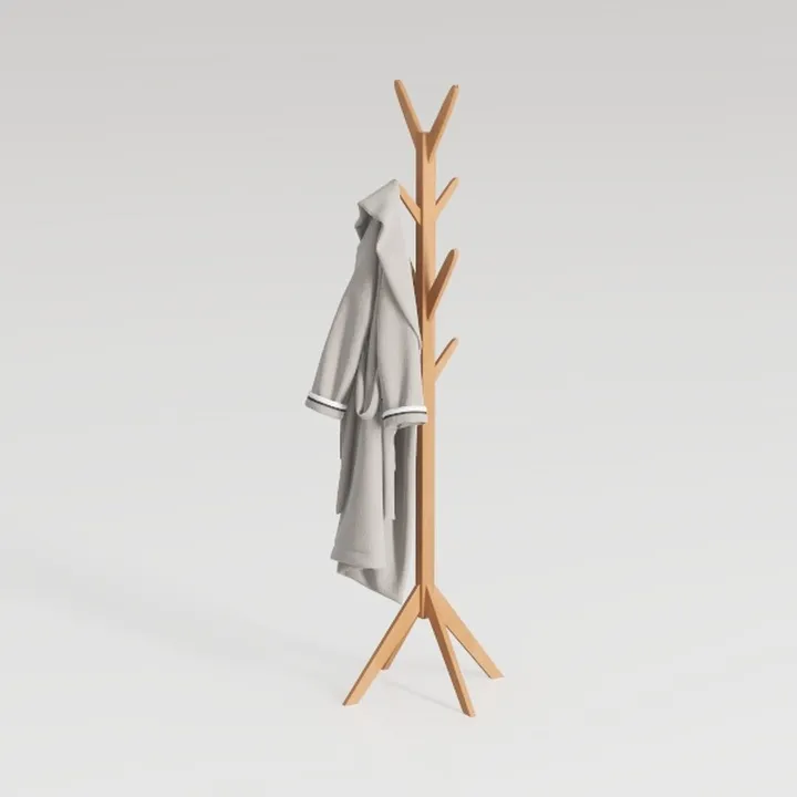 Pipishell Coat Rack, Solid Wood Coat Stand Tree