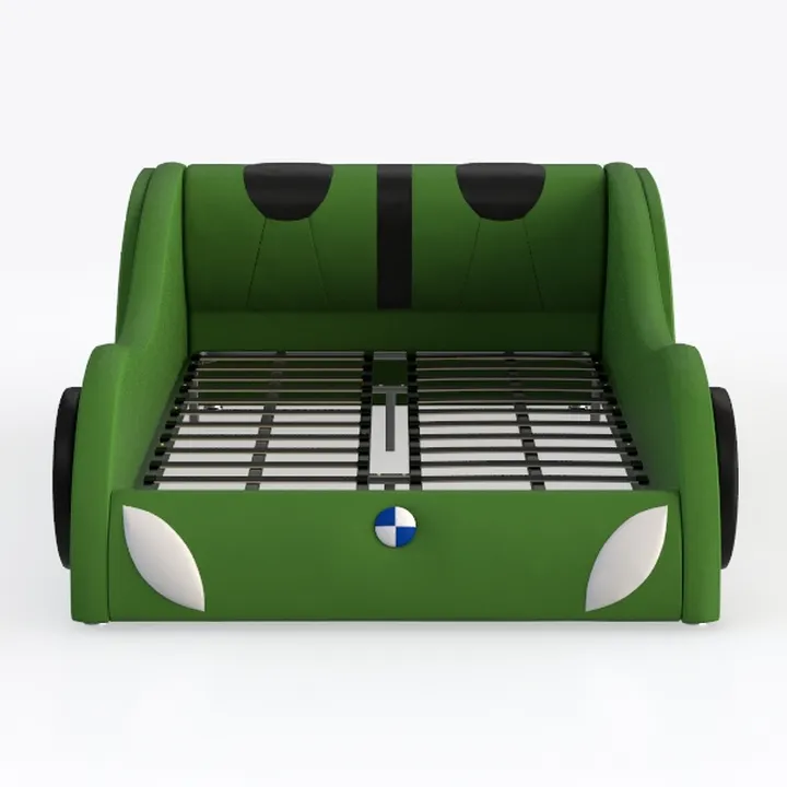 Green Leather Racing Car Themed Kids Bed 3D Model