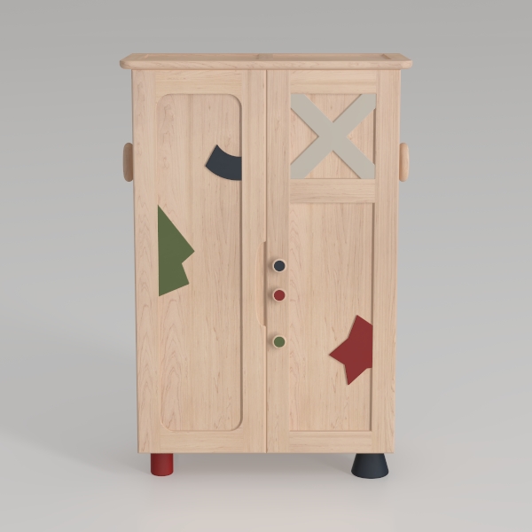 47" Kitchen Pantry with Natural Rattan Doors