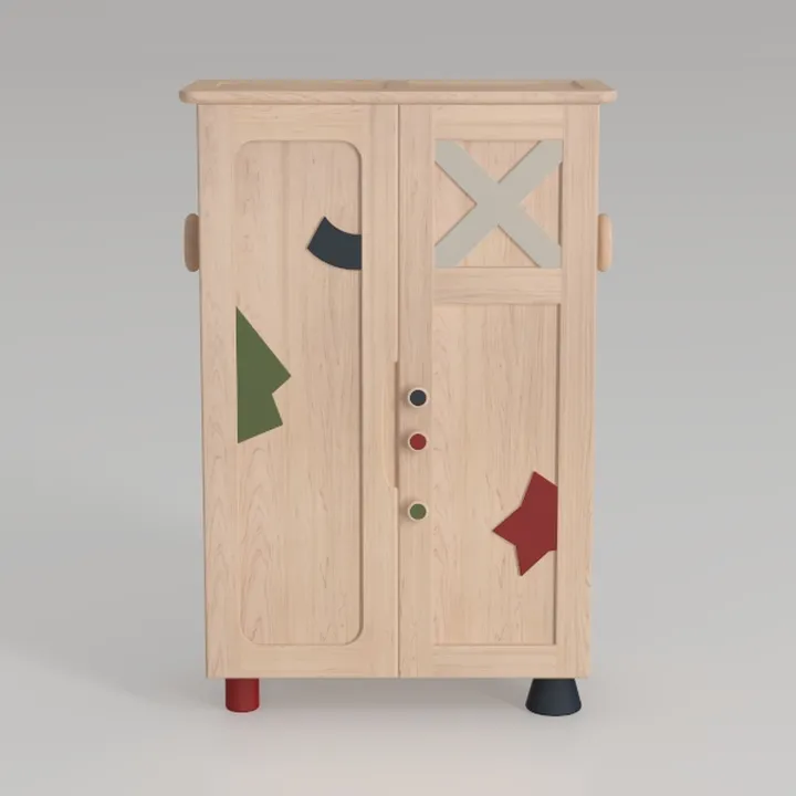 47" Kitchen Pantry with Natural Rattan Doors
