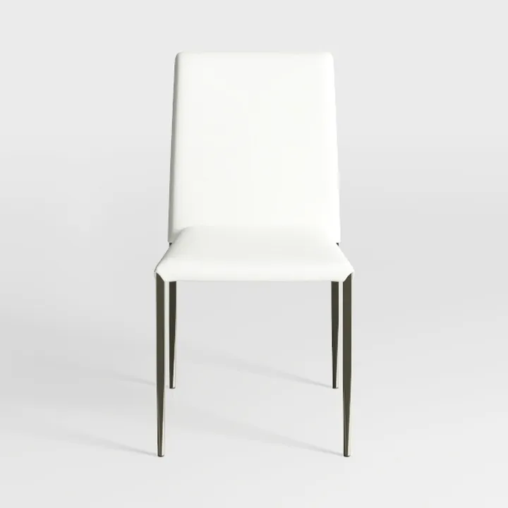 Asday Dining Chairs Set of 6, White and Silver
