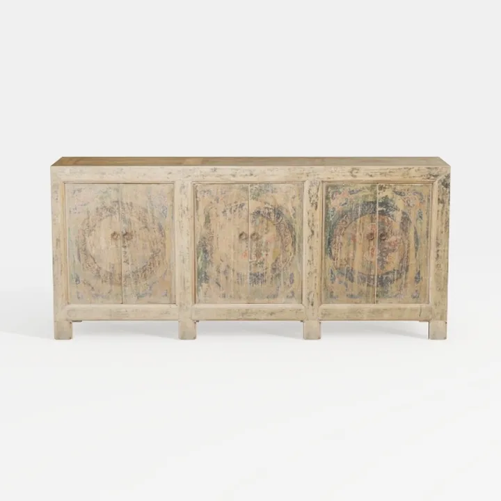 Carved Flower Door Large Storage Cabinet with