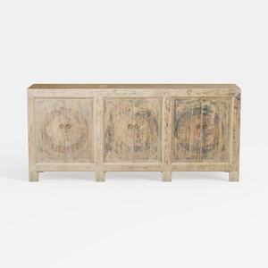 Carved Flower Door Large Storage Cabinet with