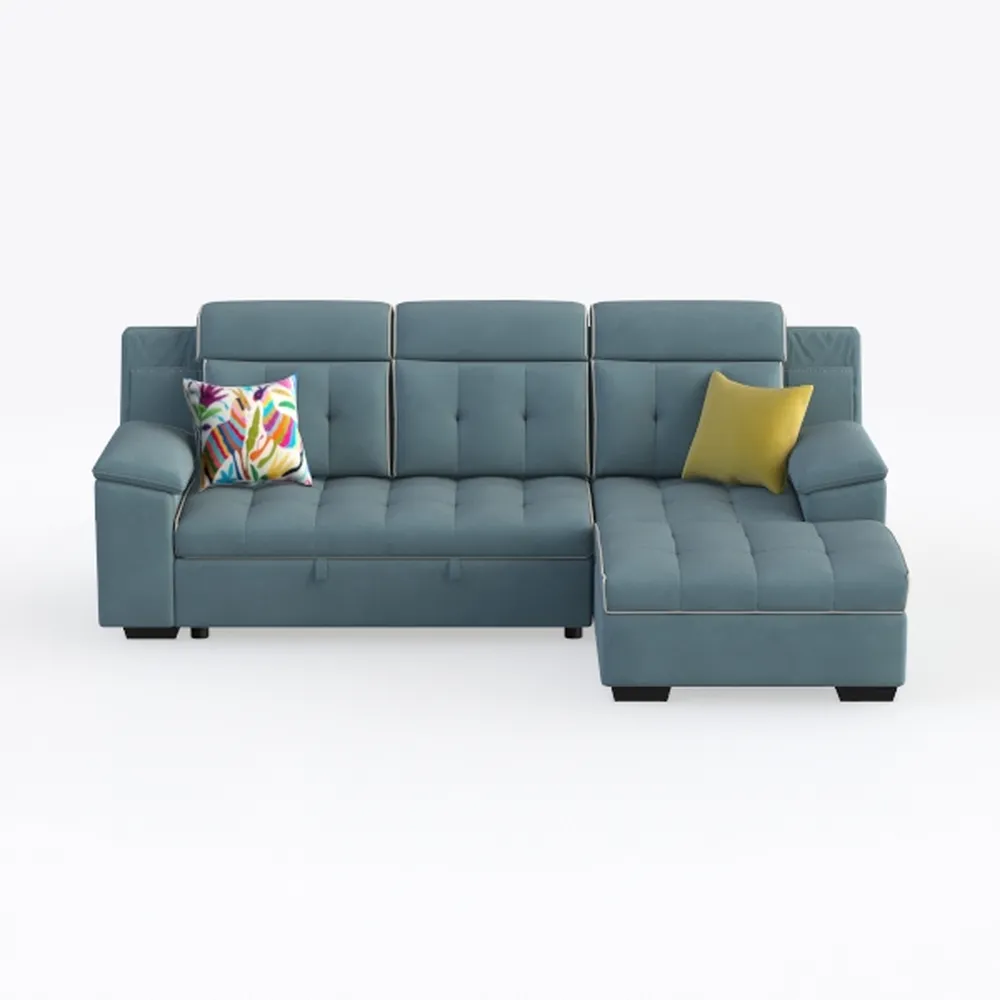 Pemberly Row Velvet Reversible Sleeper Sectional