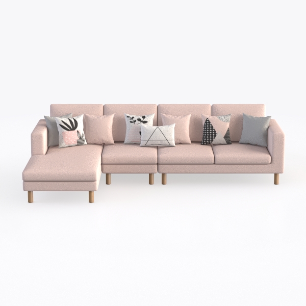Lela Sofa Blush Linen Upholstered Sinuous