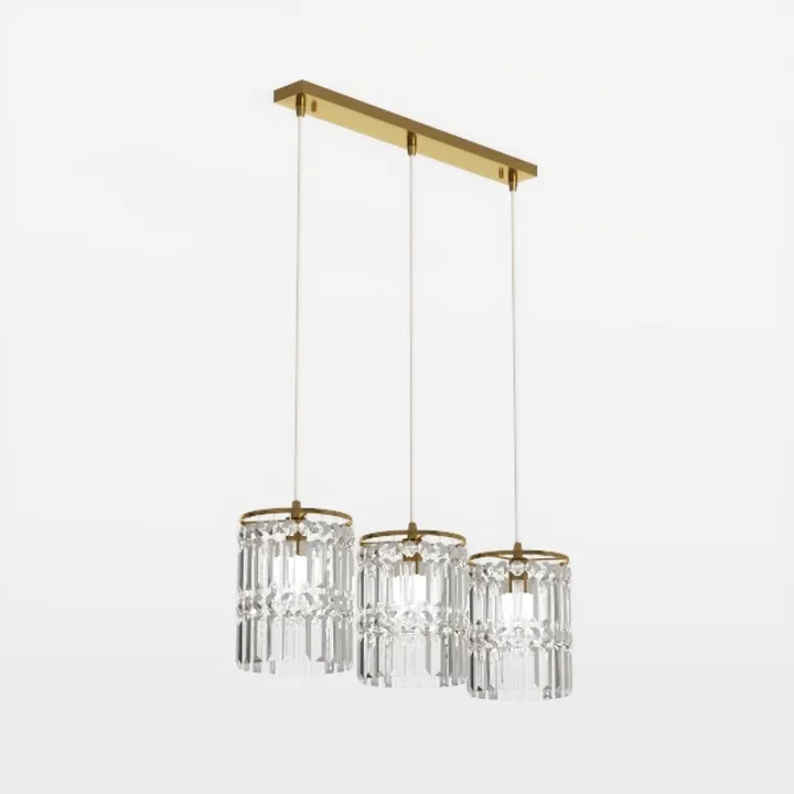 Modern Brass Crystal 3 Light Pendant Chandelier 3D Model