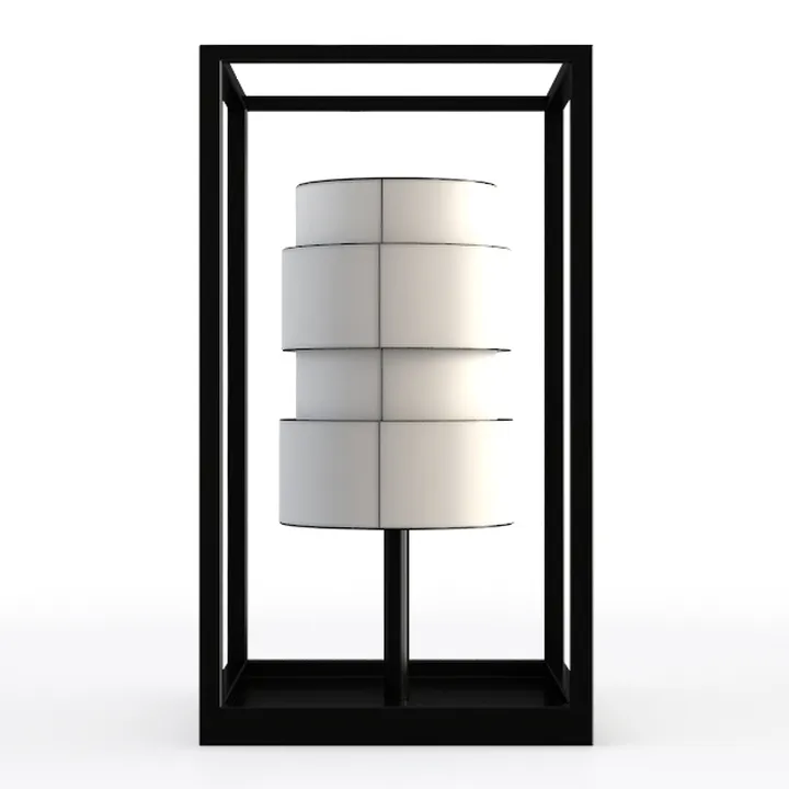 Minimalist Black Metal White Fabric Table Lamp 3D Model
