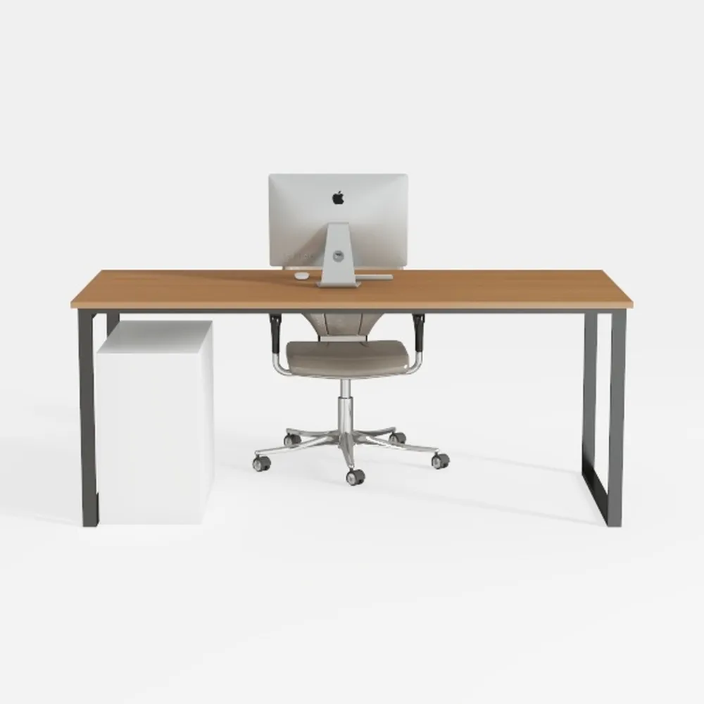 LITTLE TREE 78.7" Two Person Desk with Bookshelf