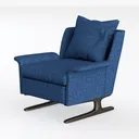Modern Blue Fabric Upholstered Wingback Armchair 3D Model Left 45 Degree View