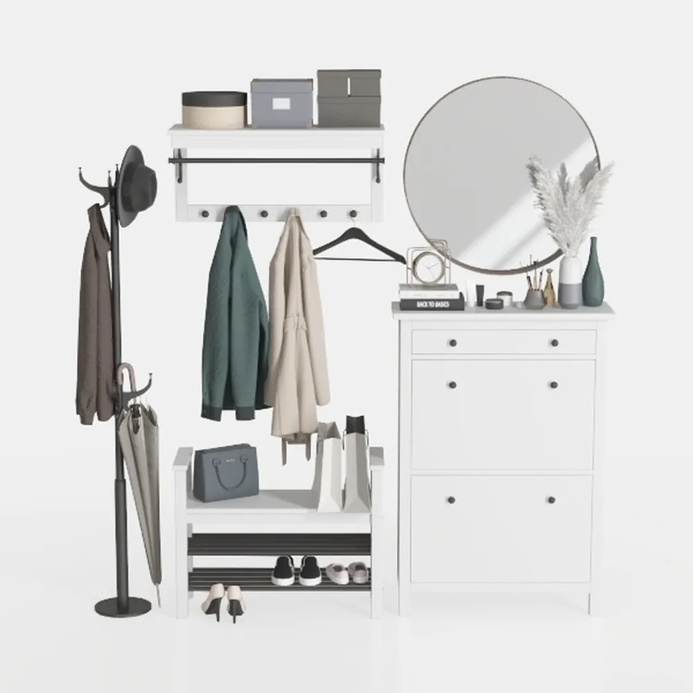 Slim Wooden Shoe Cabinet for Entryway, Narrow