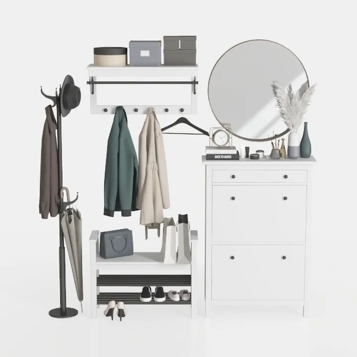 Slim Wooden Shoe Cabinet for Entryway, Narrow