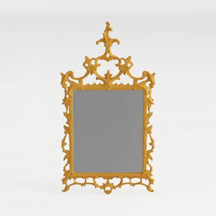 Vintage Ornate Gold Carved Wall Mirror 3D Model