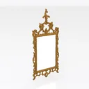 Vintage Ornate Gold Carved Wall Mirror 3D Model Right 45 Degree View